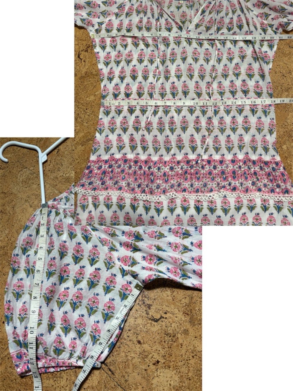 Bell By Alicia Bell Roxy Floral Cotton Tiered Mini Dress In Pink/White Sz S - Picture 12 of 15